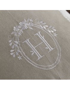 Coussin - TODAY - CHARME - Slub x Chambray x Broderie Berenice - 40 x 40 cm 2