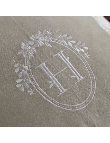Coussin - TODAY - CHARME - Slub x Chambray x Broderie Berenice - 40 x 40 cm
