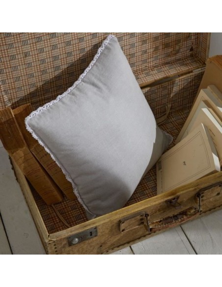 Coussin - TODAY - CHARME - Chambray x Dentelle Constance - 40 x 40 cm
