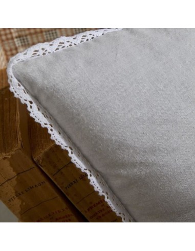 Coussin - TODAY - CHARME - Chambray x Dentelle Constance - 40 x 40 cm
