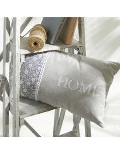 Coussin - TODAY - CHARME - Imprimé x Chambray x Broderie Capucine - 30 x 50 cm