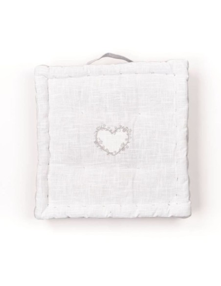 Coussin de sol - TODAY - CHARME - Slub x Chambray x Broderie Constance - 40 x 40 x 10 cm