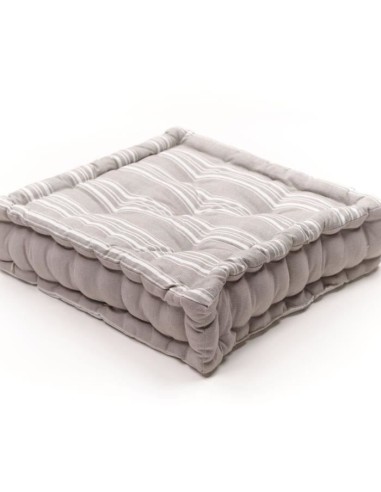 Coussin de sol - TODAY - CHARME - Slub x Chambray x Broderie Berenice - 40 x 40 x 10 cm
