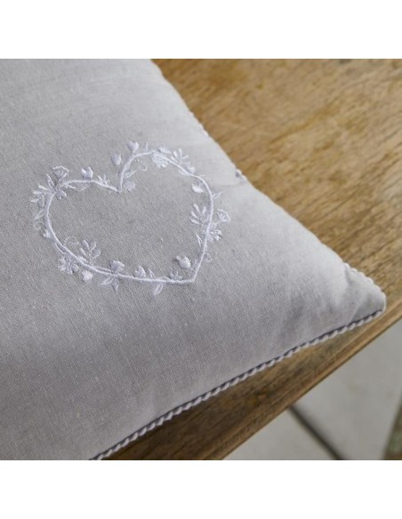 Coussin - TODAY - CHARME - Chambray x Petite broderie Constance - 40 x 40 cm