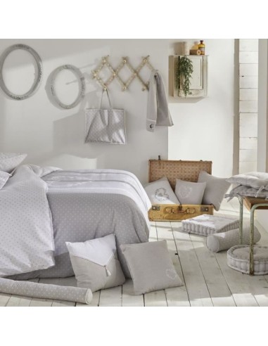 Coussin - TODAY - CHARME - Chambray x Petite broderie Constance - 40 x 40 cm