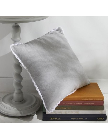 Coussin - TODAY - CHARME - Chambray x Dentelle Capucine - 40 x 40 cm