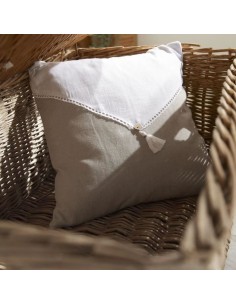 Coussin - TODAY - CHARME - Slub x Chambray x Pompon Berenice - 40 x 40 cm