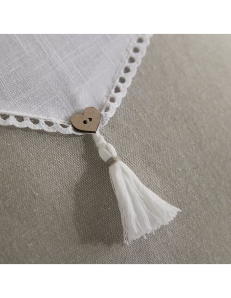Coussin - TODAY - CHARME - Slub x Chambray x Pompon Berenice - 40 x 40 cm