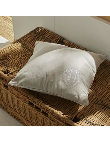 Coussin - TODAY - CHARME - Chambray x Petite broderie Berenice - 40 x 40 cm