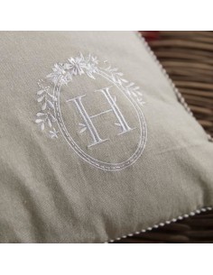 Coussin - TODAY - CHARME - Chambray x Petite broderie Berenice - 40 x 40 cm 2