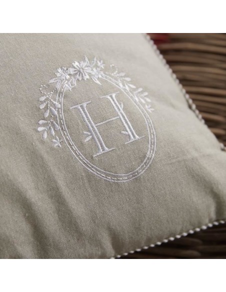 Coussin - TODAY - CHARME - Chambray x Petite broderie Berenice - 40 x 40 cm