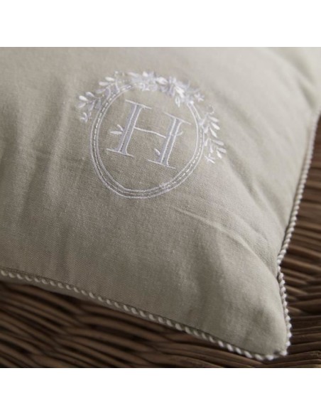 Coussin - TODAY - CHARME - Chambray x Petite broderie Berenice - 40 x 40 cm