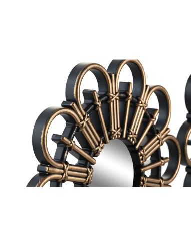 Ensemble de miroirs DKD Home Decor Scandi Verre Noir Doré polypropylène (25 x 2 x 25 cm) (2 Unités)
