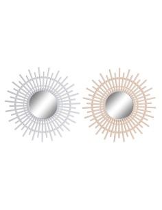 Miroir mural DKD Home Decor Scandi Verre Naturel Blanc polypropylène (50 x 2,5 x 50 cm) (2 Unités)