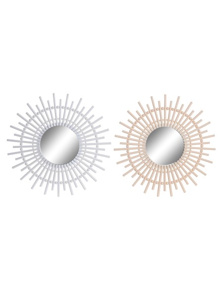 Miroir mural DKD Home Decor Scandi Verre Naturel Blanc polypropylène (50 x 2,5 x 50 cm) (2 Unités)