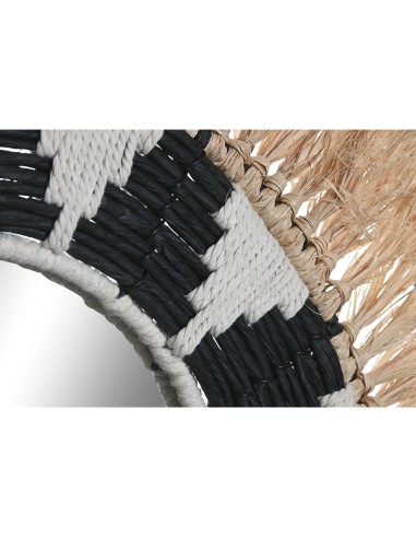 Miroir mural Home ESPRIT Blanc Noir Naturel Tropical 50 x 3 x 50 cm