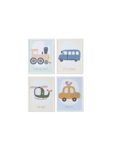 Cadre Home ESPRIT Jaune Bleu Toile 30 x 1,8 x 40 cm (4 Unités)