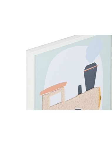 Cadre Home ESPRIT Jaune Bleu Toile 30 x 1,8 x 40 cm (4 Unités)