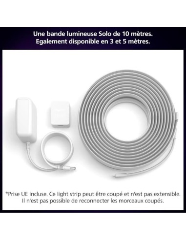 Kit de base ruban LED - PHILIPS HUE - Lightstrip 10 metres Smart LED pour l'intérieur - Lumiere blanche et colorée