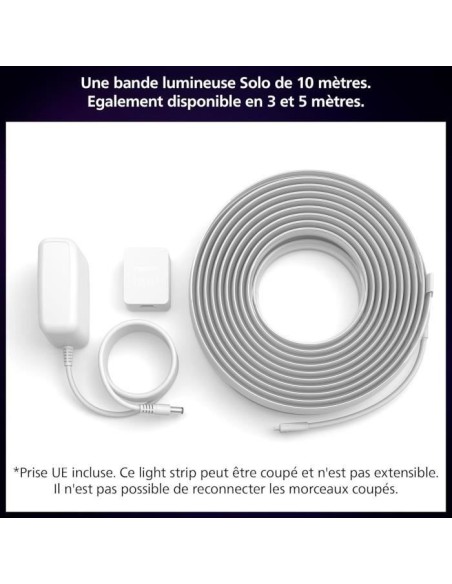 Kit de base ruban LED - PHILIPS HUE - Lightstrip 10 metres Smart LED pour l'intérieur - Lumiere blanche et colorée