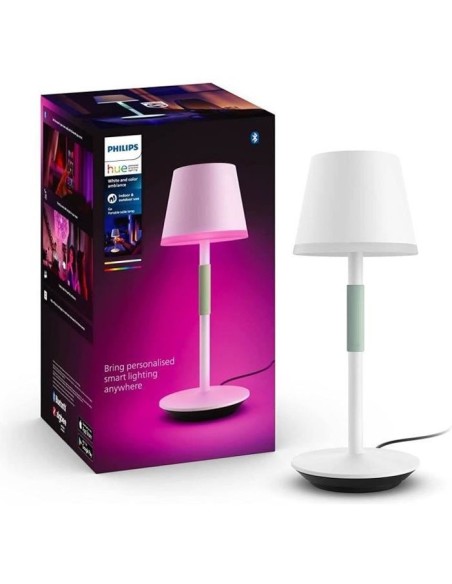 Philips White and Color Ambiance, lampe a poser portable Hue Belle, compatible Bluetooth, blanche
