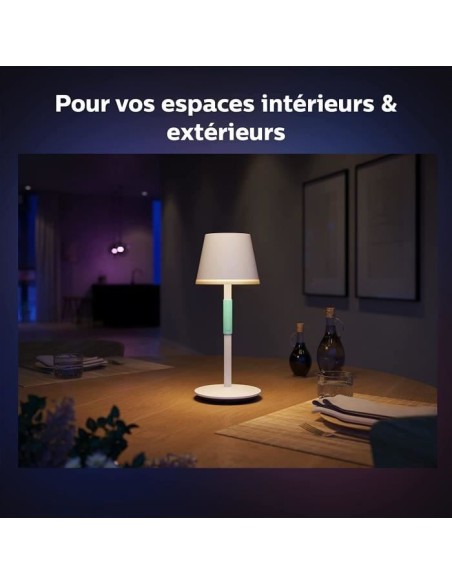 Philips White and Color Ambiance, lampe a poser portable Hue Belle, compatible Bluetooth, blanche