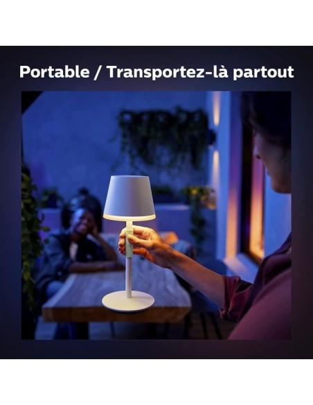 Philips White and Color Ambiance, lampe a poser portable Hue Belle, compatible Bluetooth, blanche