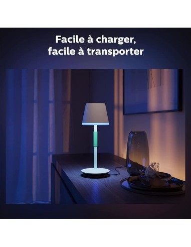 Philips White and Color Ambiance, lampe a poser portable Hue Belle, compatible Bluetooth, blanche