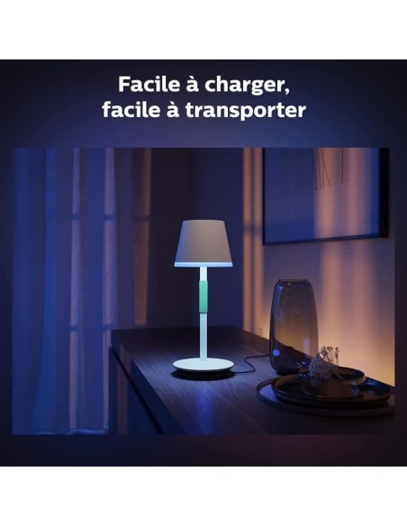 Philips White and Color Ambiance, lampe a poser portable Hue Belle, compatible Bluetooth, blanche